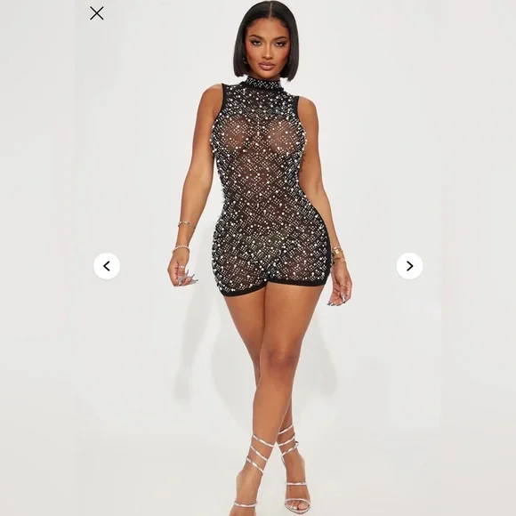 Fashion Nova Black Sequin Jumpsuit - Picture 3 of 7